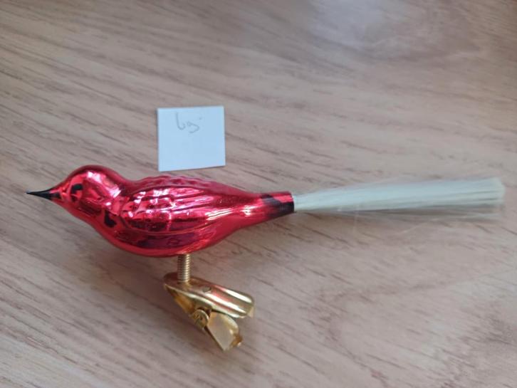 Kerstvogel rood op clip (69), Diversen, Kerst, Gebruikt, Ophalen