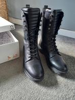 Zwart leren veterlaars biker boots mt 37, Kleding | Dames, Schoenen, Nieuw, Ophalen of Verzenden, 5th Avenue, Hoge laarzen