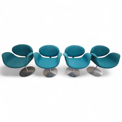 Artifort (little) Tulip stoffeerproject, Huis en Inrichting, Stoelen, Zo goed als nieuw, Vier, Stof, Blauw, Ophalen of Verzenden
