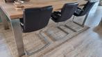 Henzel & Hezel Leren stoelen 3 stuks, Ophalen, Gebruikt, Design rvs frame, Leer