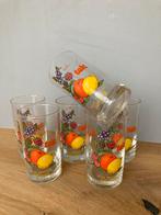 6 Vintage limonadeglazen met fruit , tek, Verzamelen, Glas en Borrelglaasjes, Ophalen of Verzenden, Nieuw, Overige typen