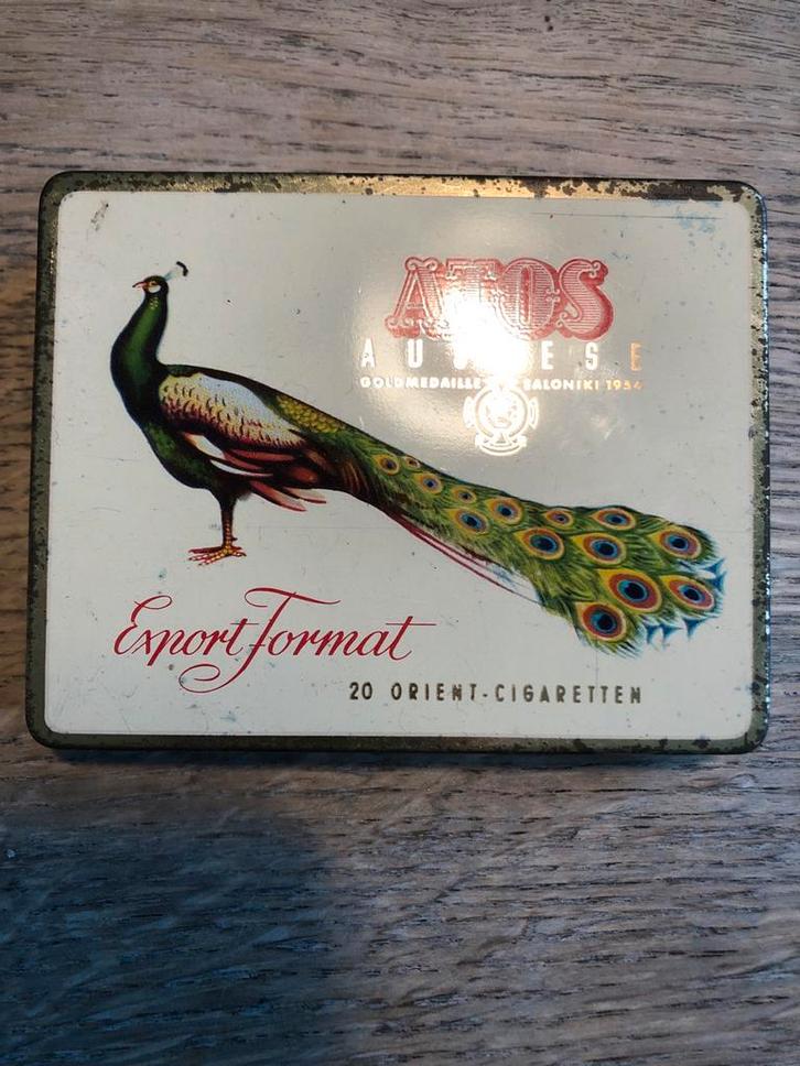 Atos Auslese Sigarettenblik - Export Format, Verzamelen, Blikken, Gebruikt, Overige, Overige merken, Ophalen of Verzenden