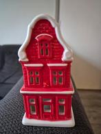 Keramiek huisje theelichthouder rood/wit, Ophalen of Verzenden, Nieuw, Decoratie