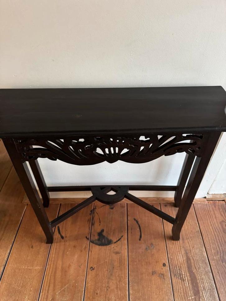 Sidetable - 83x26x74 cm kleur donkerbruin, Huis en Inrichting, Tafels | Sidetables, Gebruikt, 25 tot 50 cm, 50 tot 100 cm, Rechthoekig