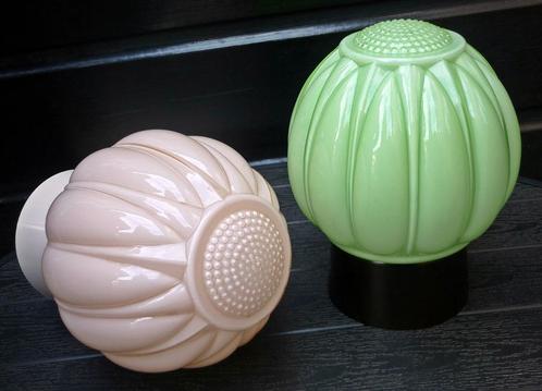 3x Antiek Glazen Jugendstil Thabur Lamp Plafonniere €85PS, Antiek en Kunst, Antiek | Lampen, Ophalen of Verzenden