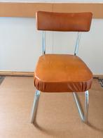 Vintage bruine stoel met metalen frame, Ophalen, Gebruikt, Bruin, Eén