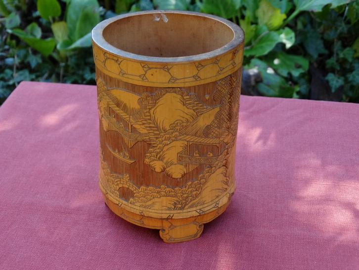 Penselenpot, brushpot van hout, China, Chinees, Antiek en Kunst, Kunst | Niet-Westerse kunst, Ophalen of Verzenden