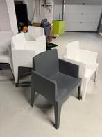 8 x Tuinstoel - Box - Donkergrijs - wit Siesta, Huis en Inrichting, Stoelen, Ophalen, Kunststof, Gebruikt, Wit