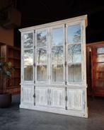 Hoge franse vitrinekast | Buffetkast greywash #2525, Niet ingevuld, 200 cm of meer, 150 tot 200 cm, Niet ingevuld
