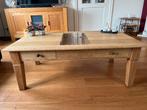 salon tafel met glasplaat, Huis en Inrichting, Tafels | Salontafels, Ophalen, 100 tot 150 cm, 50 tot 75 cm, Eikenhout