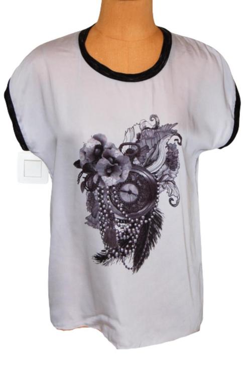 Summum satijnen topje, top, licht grijs, Mt. 36 / S, Kleding | Dames, Tops, Zo goed als nieuw, Maat 36 (S), Grijs, Korte mouw
