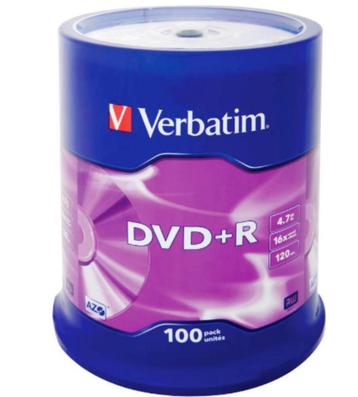 Lege, beschrijfbare dvd's Verbatim. 100 st. Dvd +R beschikbaar voor biedingen
