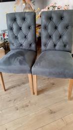 2 Grijze Dubbelman Eetkamerstoelen, Huis en Inrichting, Ophalen, Hout, Twee, Zo goed als nieuw