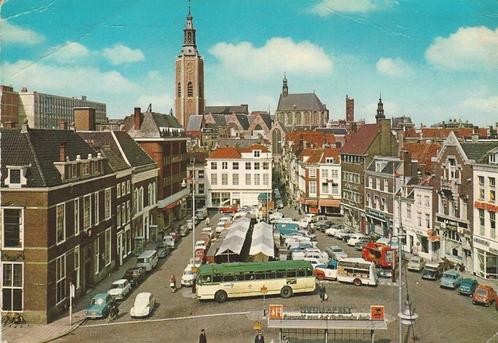 AK Den Haag Houtmarkt bus VW Ford DKW Fiat Renault Opel, Verzamelen, Ansichtkaarten | Nederland, Gelopen, Zuid-Holland, 1960 tot 1980