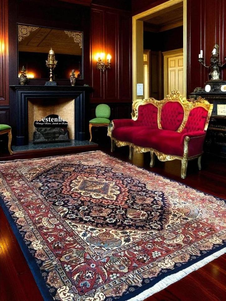 Perzisch tapijt handgeknoopt Kashmar met zijde, Huis en Inrichting, Stoffering | Tapijten en Kleden, Gebruikt, 200 cm of meer