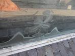 56hx205br glasplaat prachtig ge-etst glas art nouveau, Ophalen