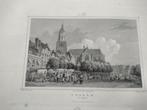110 / Arnhem de Markt Staalgravure 1860, Antiek en Kunst, Kunst | Etsen en Gravures, Ophalen of Verzenden