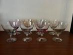 8 vintage gekleurde likeurglazen - Vest Glas, Antiek en Kunst, Ophalen of Verzenden