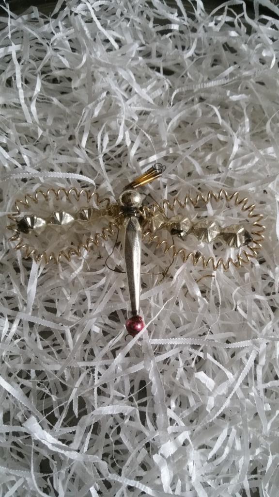 antieke kerstbal nr 106 model gablonzer libel, Diversen, Kerst, Gebruikt, Ophalen of Verzenden