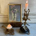 Kandelaar, blaker, lijstje en boekje *tres jolie Duiven*, Verzenden