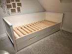 Woood Nikki Bed Grenen Wit + Bedlade & Matras, Ophalen, Gebruikt, 90 cm, Eenpersoons
