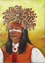Indiaan Apache krijger, Antiek en Kunst, Kunst | Schilderijen | Klassiek, Ophalen of Verzenden