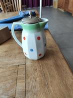 Thee of melkkannetje met metalen (rvs) deksel, Antiek en Kunst, Antiek | Emaille, Ophalen of Verzenden