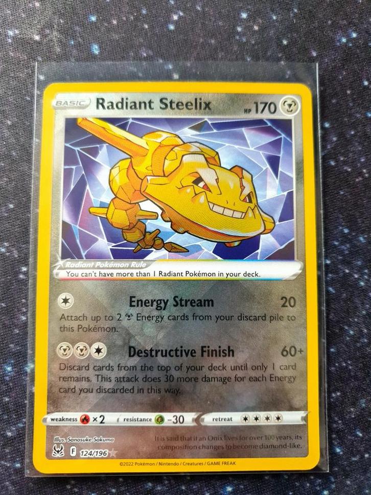 Pokémon kaart Radiant Steelix #124 Lost Origin (#2), Hobby en Vrije tijd, Verzamelkaartspellen | Pokémon, Zo goed als nieuw, Losse kaart