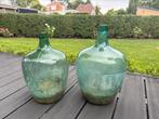2x Groene glazen vazen  (gist vaas), Ophalen, Zo goed als nieuw