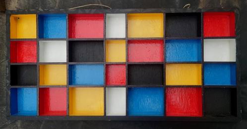 ~1920 Mondrian -stijl drukletters doos, Antiek en Kunst, Kunst | Beelden en Houtsnijwerken, Verzenden