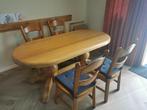 Eettafel met 6 stoelen massief eiken, Ophalen, Gebruikt, Eikenhout, 50 tot 100 cm