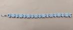Vintage ZILVEREN SCHAKELARMBAND 'Vergeet-mij-Nietjes', Ophalen of Verzenden, Zilver, Armband