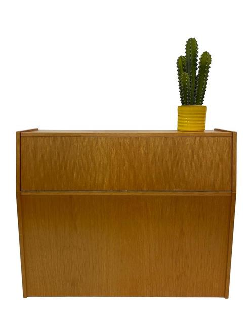 Vintage klepkast wandkast opbergmeubel jaren 60 eiken fineer, Antiek en Kunst, Antiek | Meubels | Kasten, Ophalen