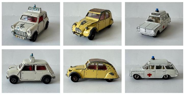Dinky Toys: Austin Police, Citroen 2 CV, Vauxhall Victor, Hobby en Vrije tijd, Modelauto's | 1:43, Gebruikt, Auto, Dinky Toys