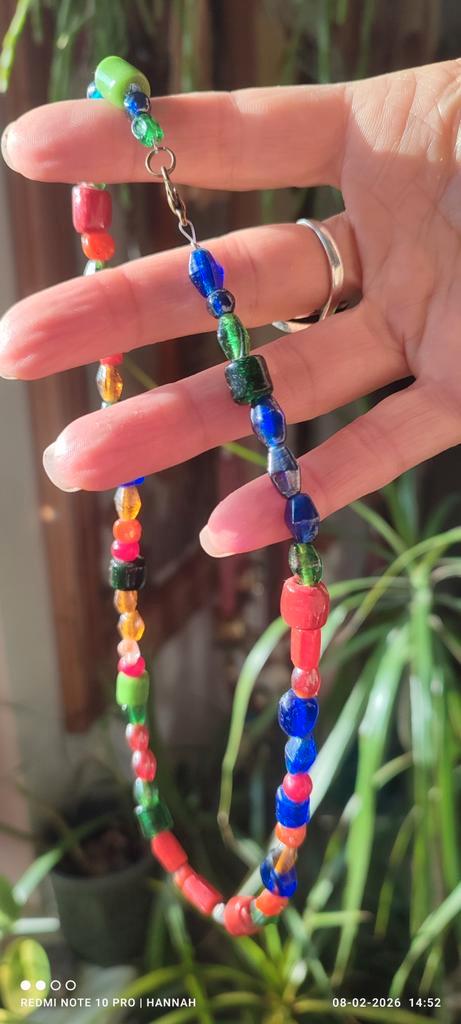 Kleurrijke kralenketting, Sieraden, Tassen en Uiterlijk, Kettingen, Gebruikt, Overige materialen, Overige kleuren, Ophalen of Verzenden