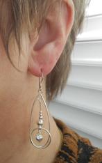 Zilveren hang oorbellen nr.318, Hangers, Verzenden, Zo goed als nieuw, Zilver