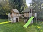 Houten Speelhuisje met Glijbaan en Loopbrug, Kinderen en Baby's, Speelgoed | Buiten | Speeltoestellen, Ophalen, Gebruikt, Glijbaan