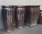 Oude grote terracotta potten hoge vazen 50cm, Gebruikt, 40 cm of meer, Rond, Ophalen of Verzenden