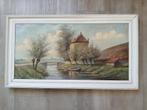schilderij landschap boerderij H.S. Sanders 90x50 cm, Antiek en Kunst, Ophalen