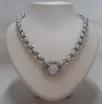 Zilveren jasseron collier met steentjes hanger nr.1910