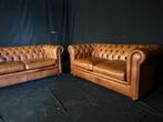 Engelse Chesterfield banken, Huis en Inrichting, Fauteuils, Ophalen, Gebruikt, Chesterfield / Engels / Klassiek, Leer