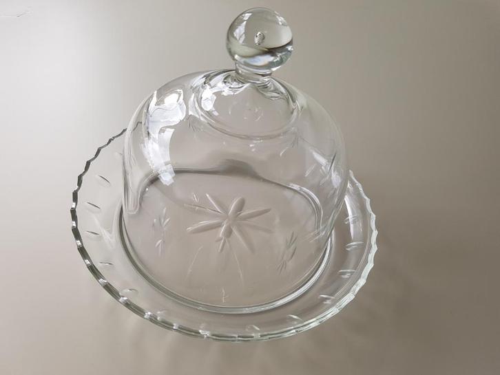 glazen stolp met glazen onderschotel, oud glas, Antiek en Kunst, Antiek | Glas en Kristal, Ophalen of Verzenden