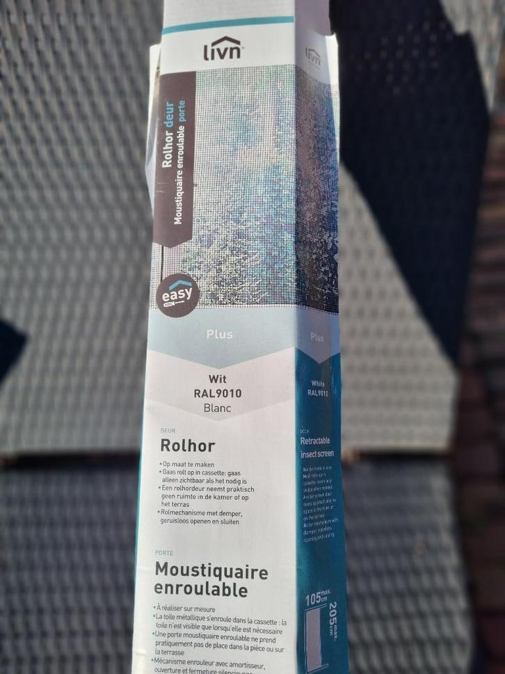 Nieuwe onderdelen rolhordeur Livn easy wit 205 cm x 105 cm, Doe-het-zelf en Verbouw, Deuren en Horren, Nieuw, Hordeur, 200 tot 215 cm