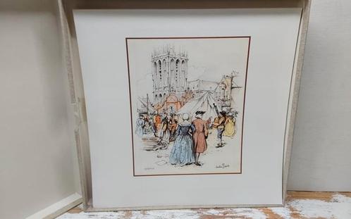 Anton Pieck,  linnen cassette met 35 reproducties, Antiek en Kunst, Kunst | Tekeningen en Foto's, Ophalen of Verzenden