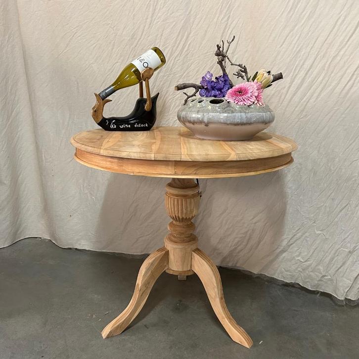 Bijzettafel / Wijntafel - 80 cm rond - teakhout - TTM Wonen, Huis en Inrichting, Tafels | Bijzettafels, Nieuw, Rond, 60 cm of meer