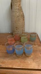 Vintage borrelglaasjes met gouden rand,8 stuks., Ophalen of Verzenden, Gebruikt, Borrel- of Shotglas