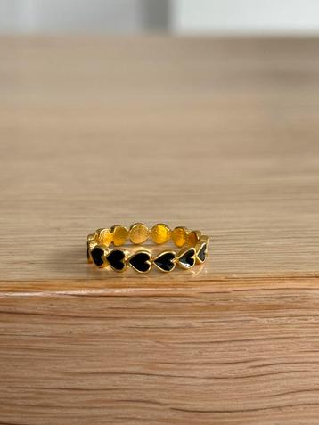Zwarte Hartjesring | My Jewellery | Verstelbaar | Goudk beschikbaar voor biedingen