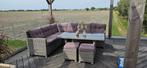 Loungeset met Tafel en Hockers, Gebruikt, Loungeset, Wicker, Ophalen of Verzenden