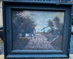 Oud schilderij boerderij tafereel, Antiek en Kunst, Kunst | Schilderijen | Klassiek, Ophalen of Verzenden