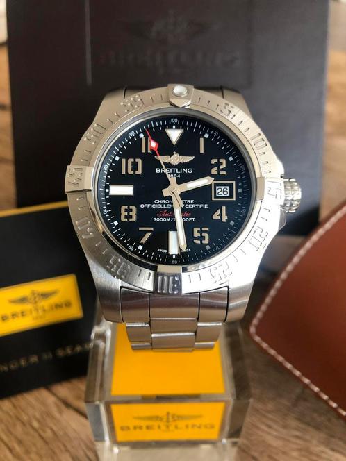 Breitling Avenger 2  Seawolf 45mm Fullset, Sieraden, Tassen en Uiterlijk, Horloges | Heren, Gebruikt, Polshorloge, Breitling, Staal